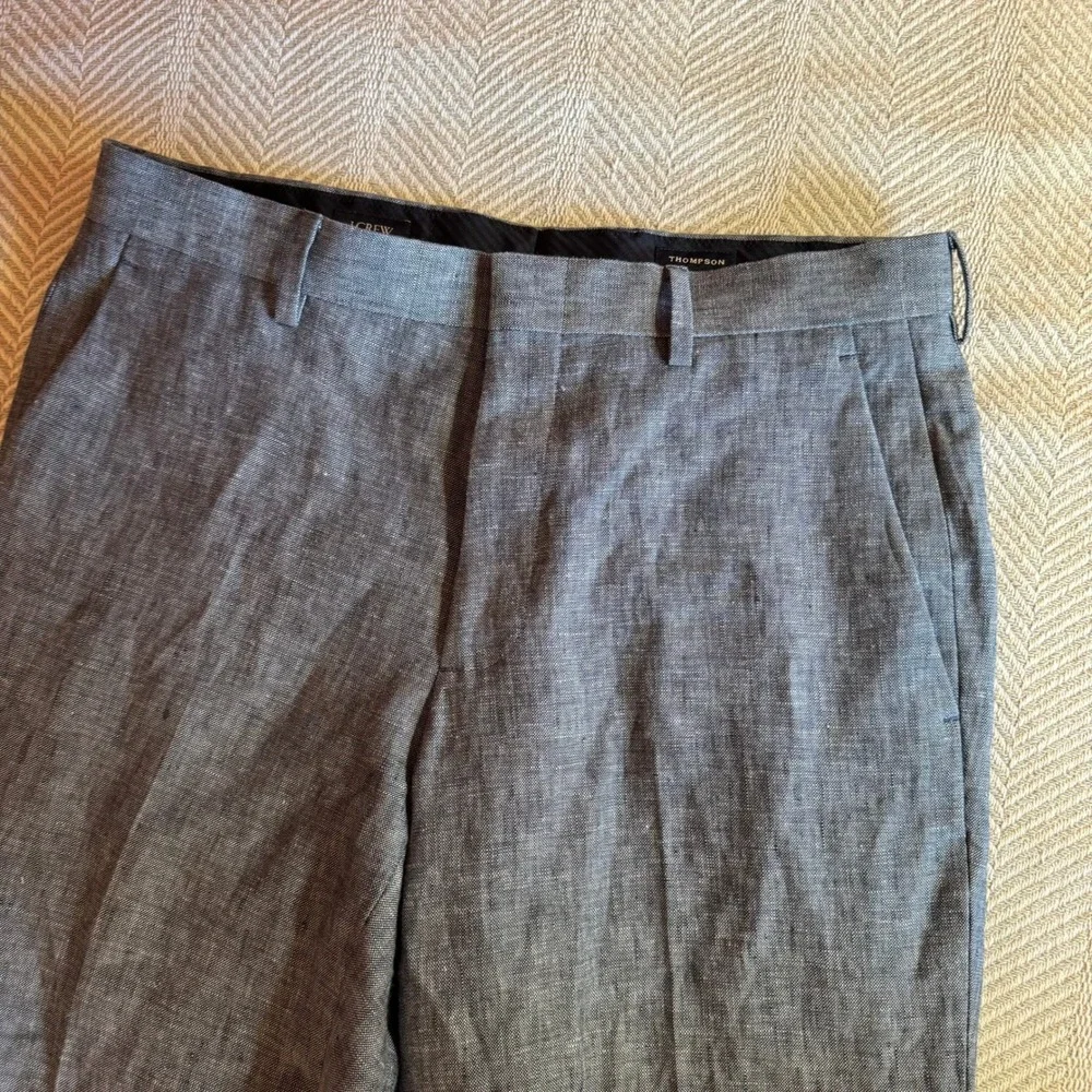 J. Crew Men's Linen Thompson Suit Pants, Straight Slim, Blue, 30x30